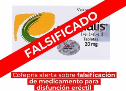 Alerta de Cofepris por falsificación de medicamento Cialis