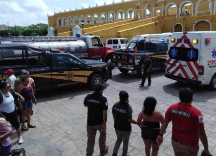 Desprendimiento de techo en el mercado municipal de Izamal