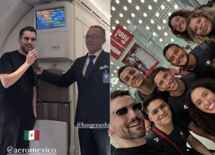 Luis Gerardo Méndez sorprende al equipo de clavados mexicanos en vuelo hacia París 2024