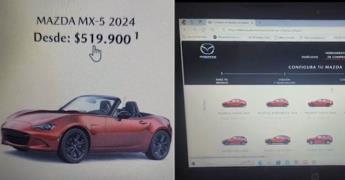Mazda acusa a joven de alterar precio para comprar auto barato