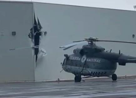 Video | Helicóptero de la Guardia Nacional daña hangar del aeropuerto Ponciano Arriaga