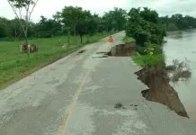 Camino a Tamtoc riesgoso por erosi&oacute;n provocada por el Tampa&oacute;n