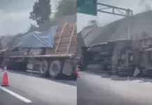 Accidente Vial por Volcadura de Tr&aacute;iler en Circuito Mexiquense