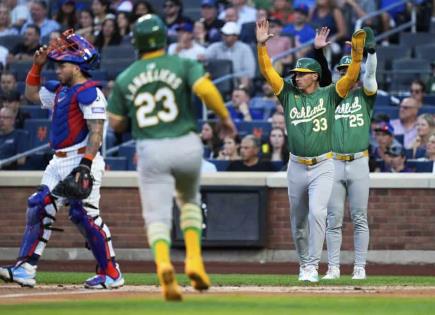 Triunfo de los Atléticos de Oakland sobre los Mets de Nueva York con gran actuación de Shea Langeliers