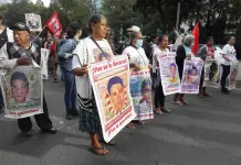 Protesta y reclamo por desaparición de estudiantes en Ayotzinapa