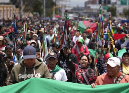 Protesta de indígenas en Bogotá por seguridad y territorio