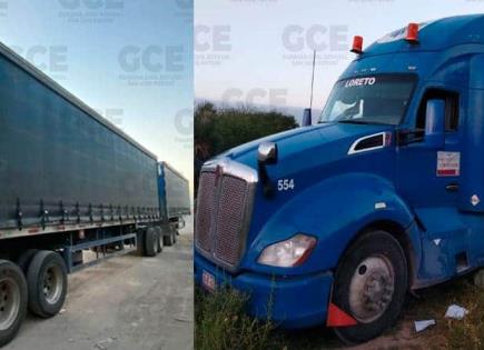 Recuperan tráiler robado con dos remolques