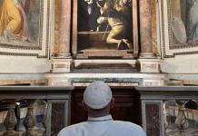 Visita del papa Francisco a la basílica de san Agustín en Roma