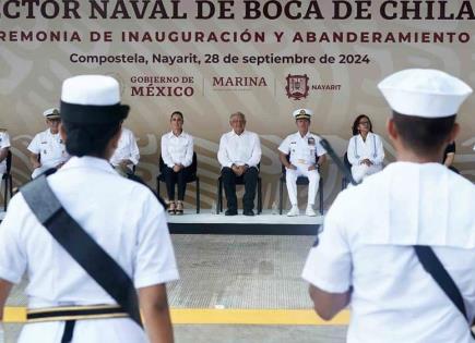 López Obrador despide gira con apertura de zona naval sin mensaje de Sheinbaum