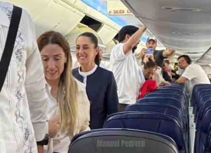 El uso de avión comercial por Claudia Sheinbaum