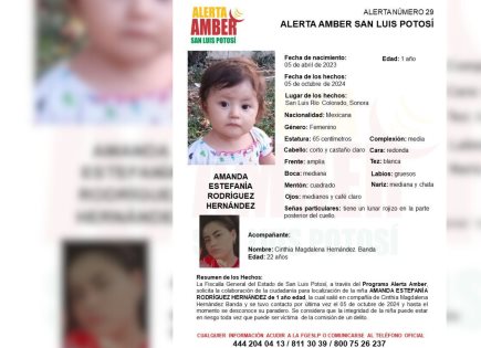 Activan Alerta Amber para localizar a niña de 1 año