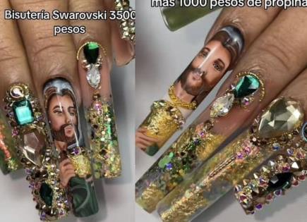 Mujer paga $11 mil por uñas de San Judas Tadeo y se vuelve viral