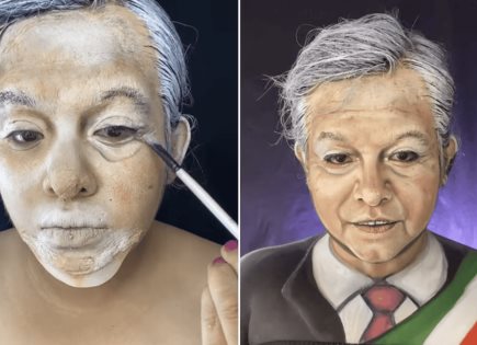 Mujer sorprende al disfrazarse de AMLO con caracterización impecable