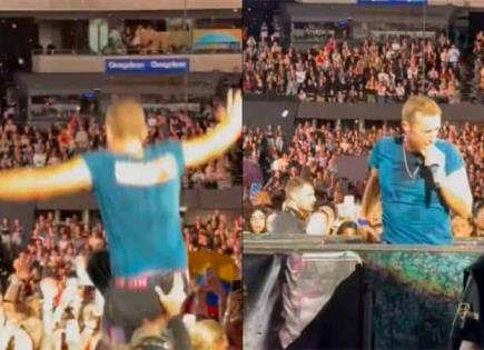 Accidente de Chris Martin en concierto de Coldplay