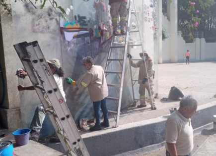 Detención de grafiteros en Parque México