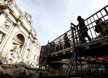 Pasarela sobre Fuente de Trevi en Roma