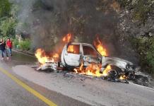 Fotos | Cuatro heridos en choque e incendio sobre la Valles-Rioverde