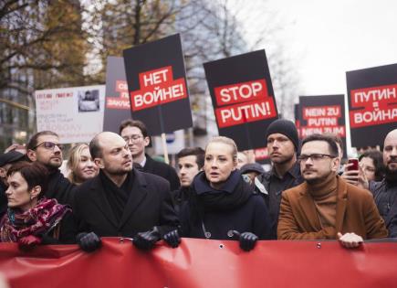 Protesta en Berlín liderada por oposición rusa contra Putin y la guerra en Rusia