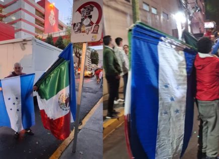 Presencia de las Banderas Hondureñas en el Estadio Nemesio Díez