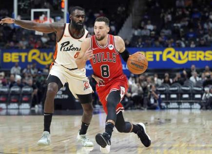 Zach LaVine lidera a los Bulls en victoria sobre los Pistons en la NBA