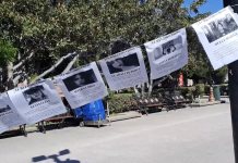 Colectiva coloca tendedero por feminicidios en Plaza de Armas.