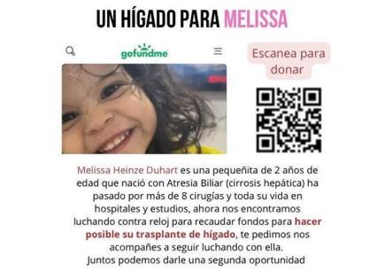 Melissa necesita un hígado para seguir viviendo