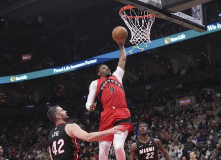 Triunfo de los Raptors de Toronto en la NBA sobre el Heat de Miami