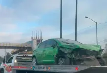 Choque en la carretera 57 en Villa de Pozos deja solo da&ntilde;os materiales