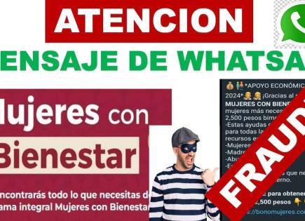 Estafan por WhatsApp con falso apoyo de Mujeres con Bienestar