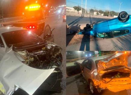 Abandonan automóviles destrozados en percances