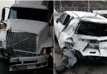 Accidente de tr&aacute;iler en la autopista M&eacute;xico-Toluca