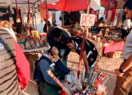 Verifican tianguis de venta de cuetes