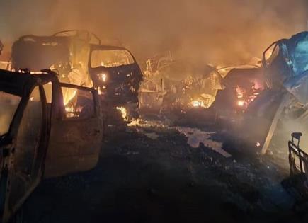 Video | Incendio consumió vehículos en yonke de Soledad