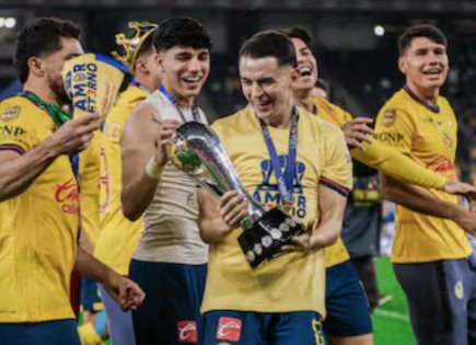 Festejo del tricampeonato de América en 2025