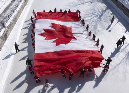 Canadienses celebran su bandera en respuesta a Trump