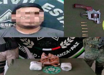 Incautan enervantes y detienen a pistolero Incautan enervantes y detienen a pistolero