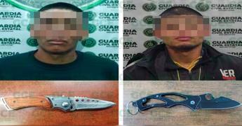 Par de sujetos atracan a transeúntes y son detenidos por la GCE