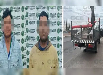 Hampones robaban postes de alumbrado público 