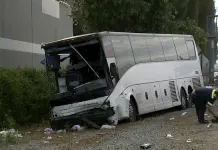 Un muerto y 32 heridos al chocar autobús en autopista de Los Ángeles Un muerto y 32 heridos al chocar autobús en autopista de Los Ángeles