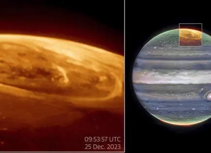 Impactantes Imágenes: auroras de júpiter por telescopio webb