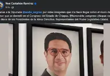 Colectivos exigen retirar retrato de exsenador del muro de honor del Congreso de Chiapas