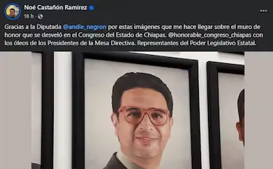Colectivos exigen retirar retrato de exsenador del muro de honor del Congreso de Chiapas