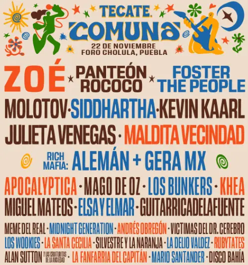 Octava edición del Tecate Comuna revela sus horarios y escenarios