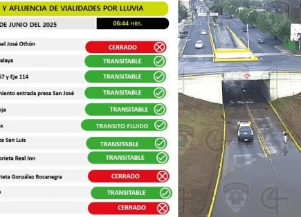 Persisten cierres viales en la capital tras lluvias