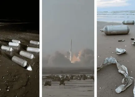 Contaminación en Playa Bagdad por basura del cohete Starship de SpaceX