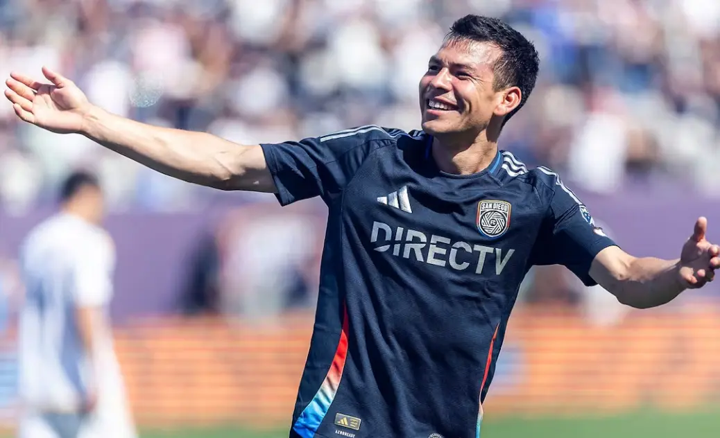 Hirving Lozano celebra un gol con el San Diego FC. FOTO: AFP