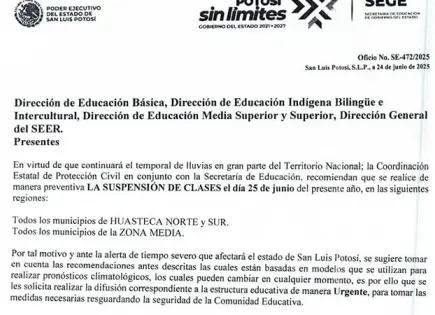 Alargan suspensión de clases por lluvias