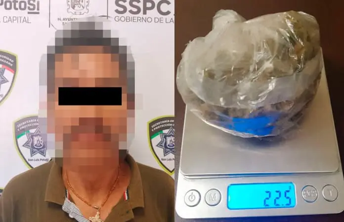 Individuo es arrestado con 22.5 gramos de marihuana