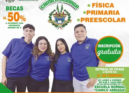 Escuela Normal “Camilo Arriaga” abre inscripciones con becas del 50% e inscripción gratuita