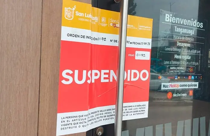 Negocio clausurado por operar sin licencia en SLP